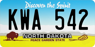 ND license plate KWA542