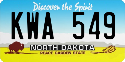 ND license plate KWA549