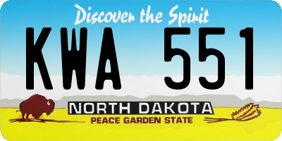 ND license plate KWA551