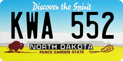 ND license plate KWA552