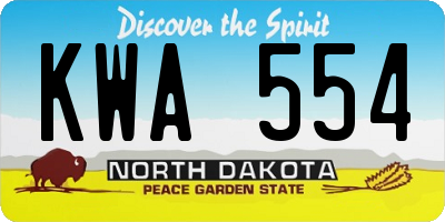 ND license plate KWA554