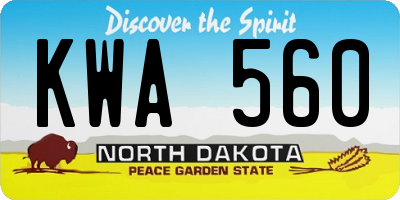 ND license plate KWA560