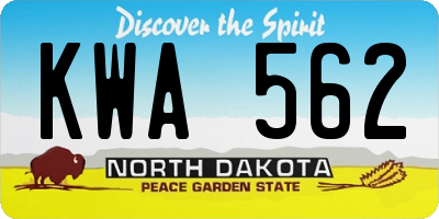 ND license plate KWA562