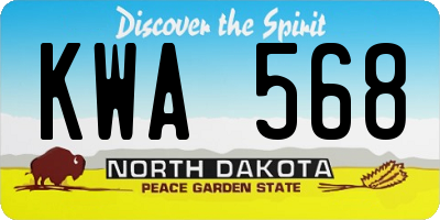 ND license plate KWA568