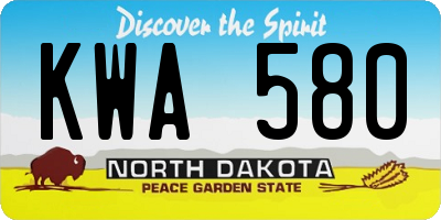 ND license plate KWA580