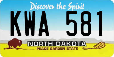 ND license plate KWA581
