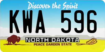 ND license plate KWA596