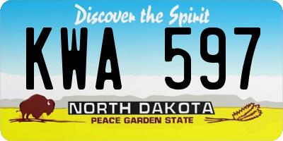 ND license plate KWA597
