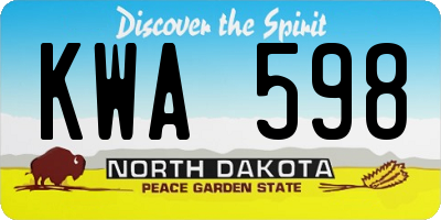 ND license plate KWA598