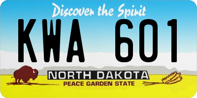 ND license plate KWA601