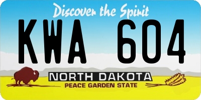 ND license plate KWA604