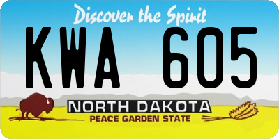 ND license plate KWA605