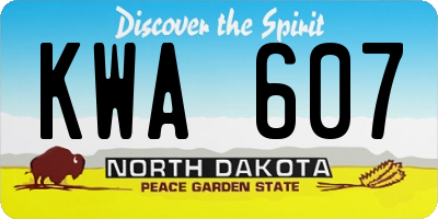 ND license plate KWA607