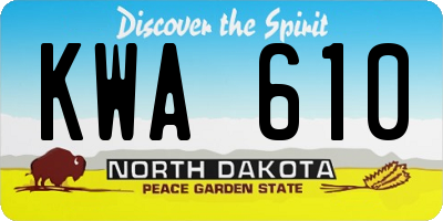 ND license plate KWA610