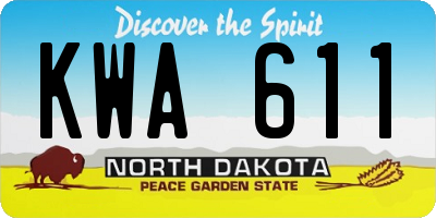 ND license plate KWA611