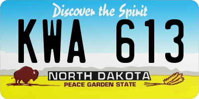 ND license plate KWA613