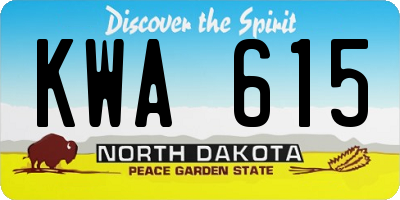 ND license plate KWA615