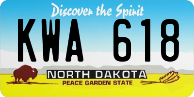 ND license plate KWA618