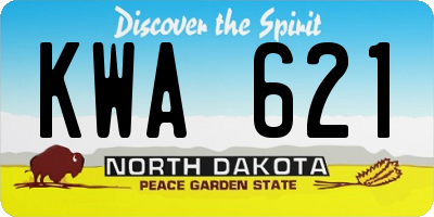 ND license plate KWA621