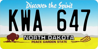 ND license plate KWA647