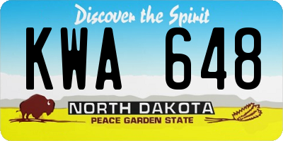 ND license plate KWA648