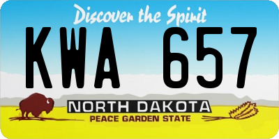 ND license plate KWA657