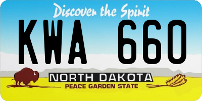 ND license plate KWA660
