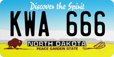 ND license plate KWA666