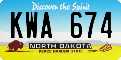 ND license plate KWA674