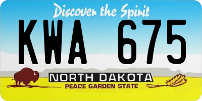ND license plate KWA675