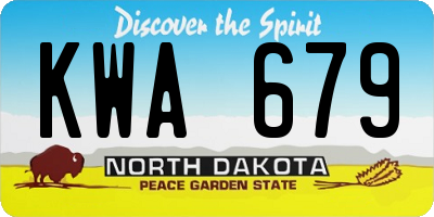 ND license plate KWA679
