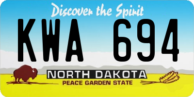 ND license plate KWA694