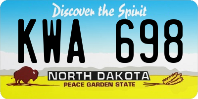 ND license plate KWA698