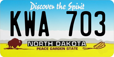 ND license plate KWA703
