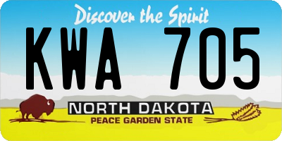 ND license plate KWA705