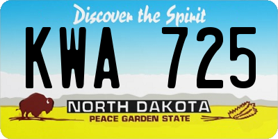 ND license plate KWA725