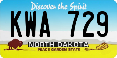 ND license plate KWA729
