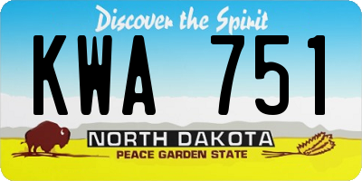 ND license plate KWA751