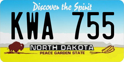 ND license plate KWA755