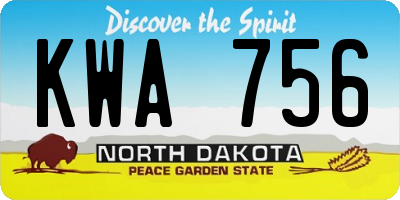 ND license plate KWA756