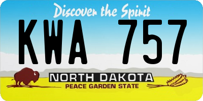 ND license plate KWA757