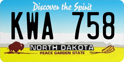 ND license plate KWA758
