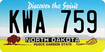 ND license plate KWA759