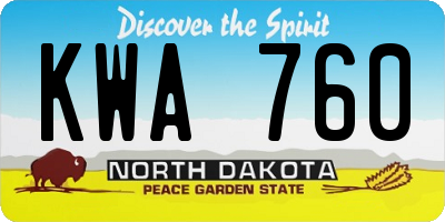 ND license plate KWA760