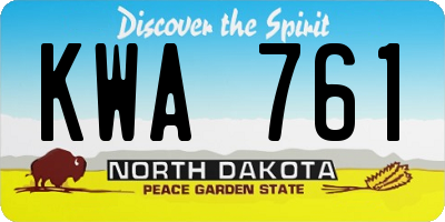 ND license plate KWA761