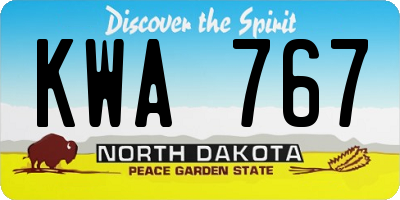 ND license plate KWA767