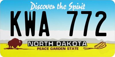 ND license plate KWA772