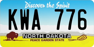 ND license plate KWA776