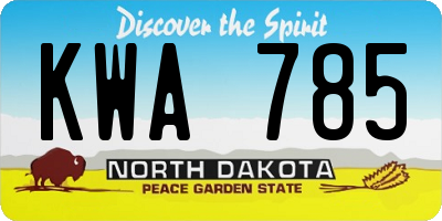 ND license plate KWA785