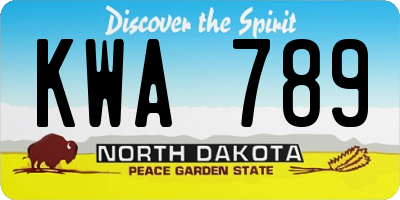 ND license plate KWA789